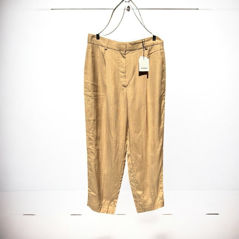 🌻NEW w/tags Sandro Women's Roland Pleated Pants Size 42 (US 10) $370 Retail - Picture 3 of 13